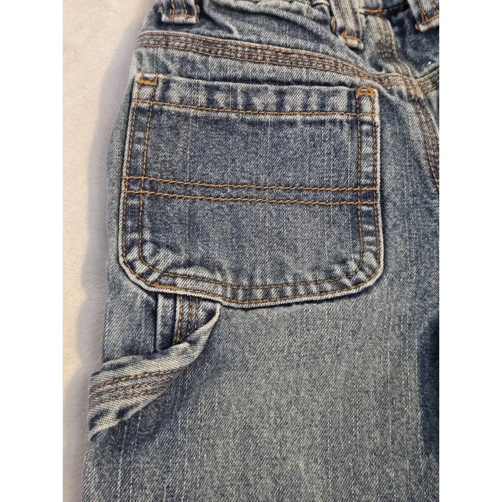 Children's Place Baby Carpenter Jeans 6-9M Elastic Waist Denim Cargo Blue Boys